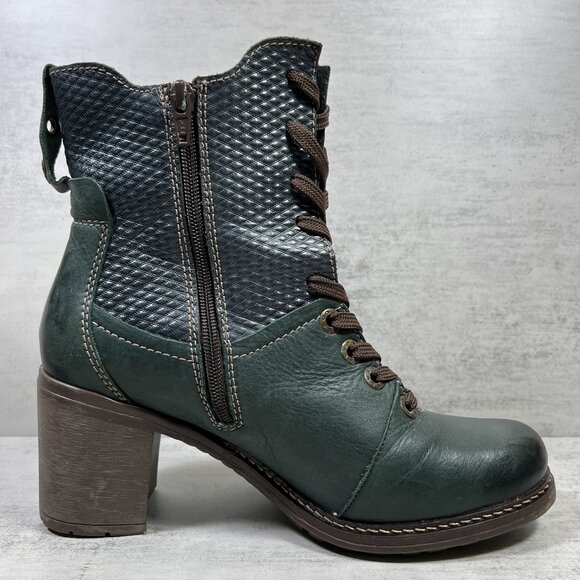 Dromedaris Hayley Leather Heeled Boots - Women's Size EU 38 / US 7.5-8 - Green - Picture 2 of 9